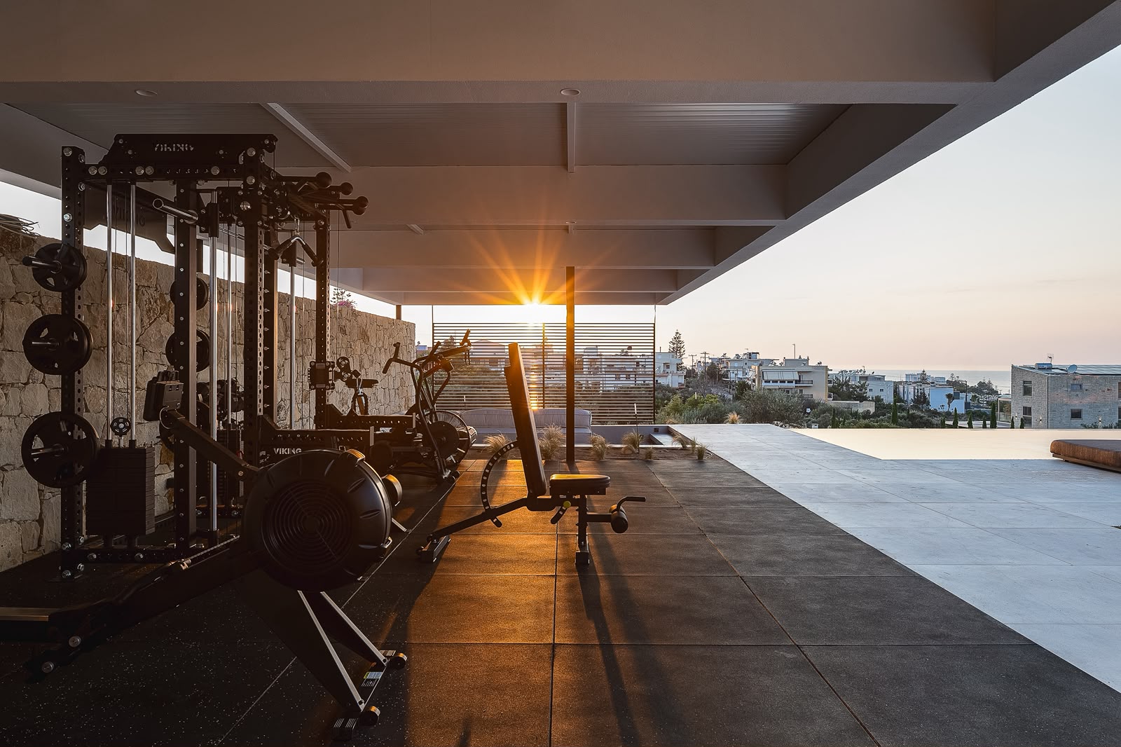 The outdoor gym at sunrise