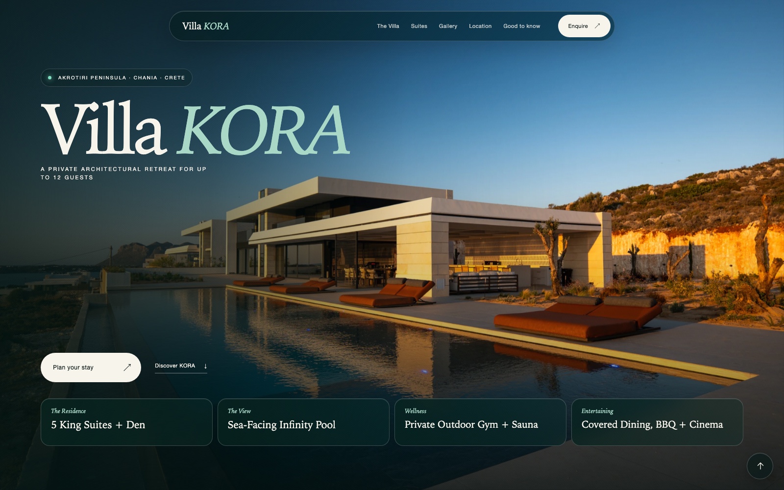 The Villa KORA website we designed and built